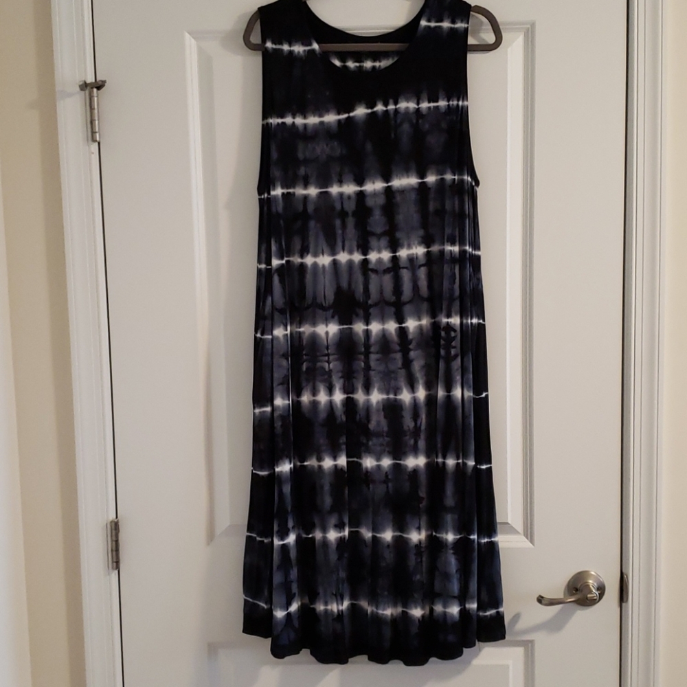 Black TieDye Sleeveless Swing Dress w/ pockets